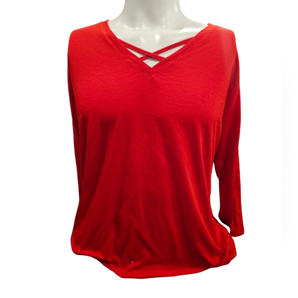Women's Jennifer‎ Lauren Size 1X Red Long Sleeve Top